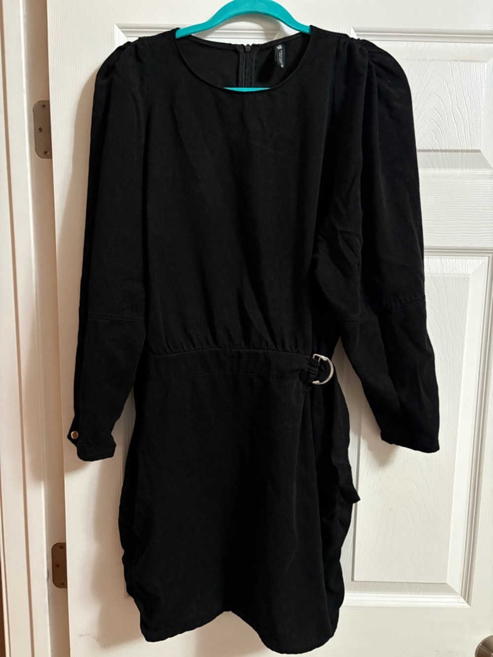 Zara dress long sleeve black belted rouched size XL